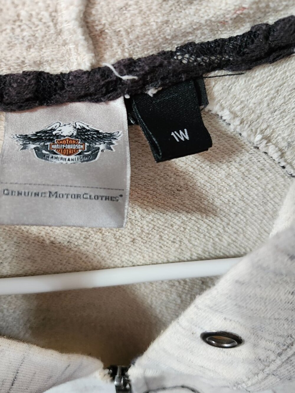 White Gray Washout Lace Harley-Davidson Zip Up Hoodie - Picture 4 of 7